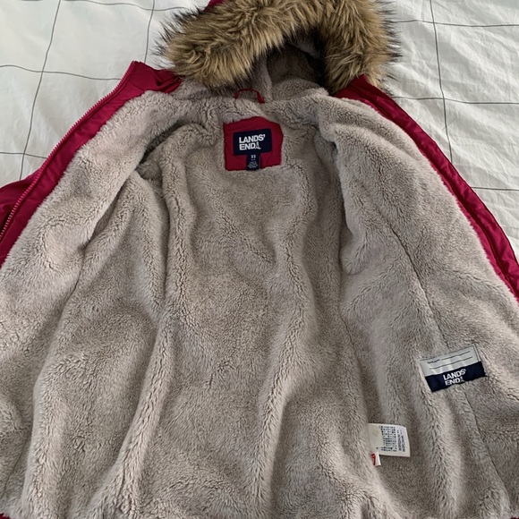 Lands’ End girls’ fleece lined full-length parka size 4-5 - Picture 4 of 8